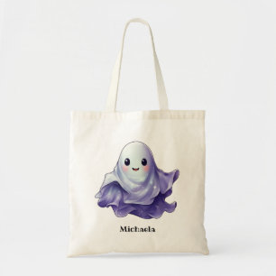 Cute Halloween Ghost Personalised Name Tote Bag