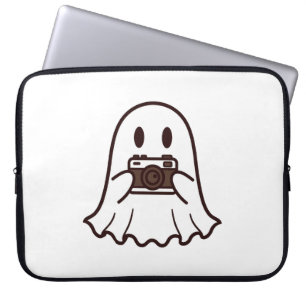 Cute Halloween Ghost Photographer Laptop Sleeve