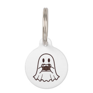 Cute Halloween Ghost Photographer Pet Tag