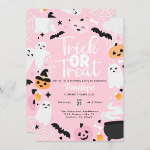 Cute Halloween Ghost Pumpkin Birthday Party Invitation