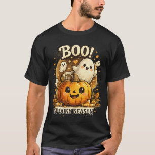 Cute Halloween Ghost Pumpkin BOO Spooky Season Vin T-Shirt