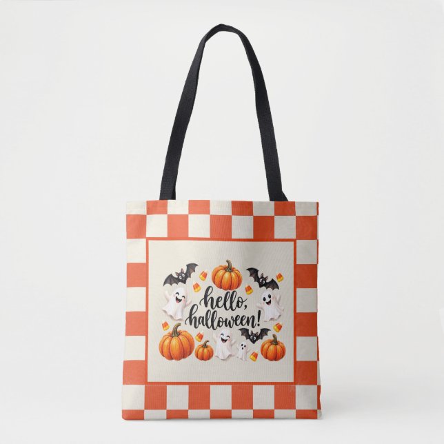 Cute Halloween Ghost Pumpkin Custom Tote Bag  (Front)