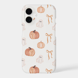 Cute Halloween Ghost & Pumpkin Pattern Orange Bo