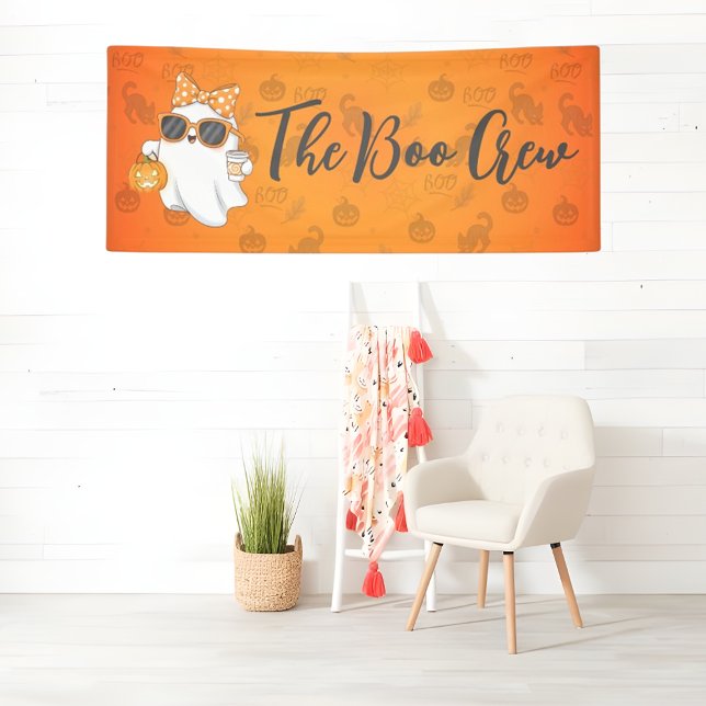 Cute Halloween Ghost Pumpkin Spice Personalised Banner (Creator Uploaded)