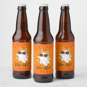 Cute Halloween Ghost Pumpkin Spice Personalised Beer Bottle Label