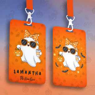 Cute Halloween Ghost Pumpkin Spice Personalised ID Badge