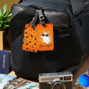 Cute Halloween Ghost Pumpkin Spice Personalised Luggage Tag