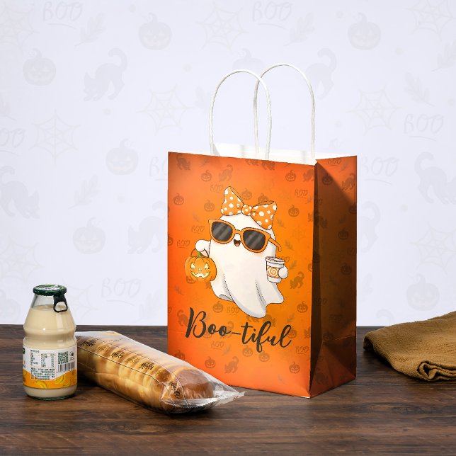 Cute Halloween Ghost Pumpkin Spice Personalised Medium Gift Bag (Creator Uploaded)