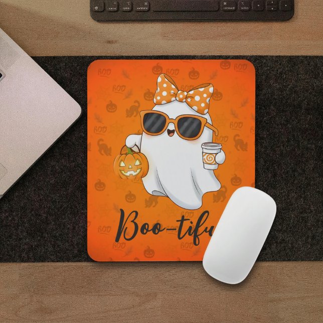 Cute Halloween Ghost Pumpkin Spice Personalised Mouse Pad (Creator Uploaded)