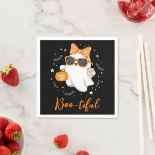 Cute Halloween Ghost Pumpkin Spice Personalised Napkin