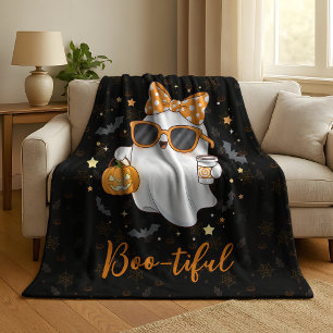 Cute Halloween Ghost Pumpkin Spice Personalised Sherpa Blanket