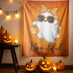 Cute Halloween Ghost Pumpkin Spice Personalised Tapestry