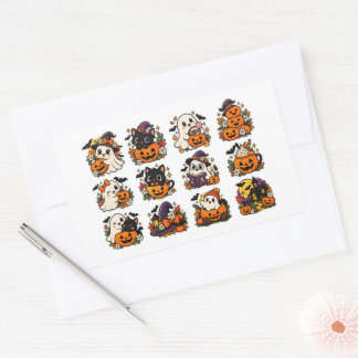 Cute Halloween Ghost Pumpkin Witch Retro Sticker
