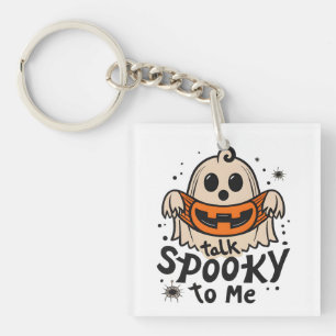 Cute Halloween Ghost Retro : Talk Spooky To Me Key Ring