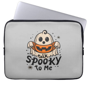 Cute Halloween Ghost Retro : Talk Spooky To Me Laptop Sleeve