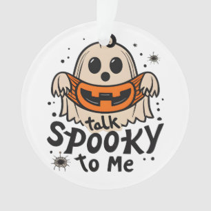 Cute Halloween Ghost Retro : Talk Spooky To Me Ornament