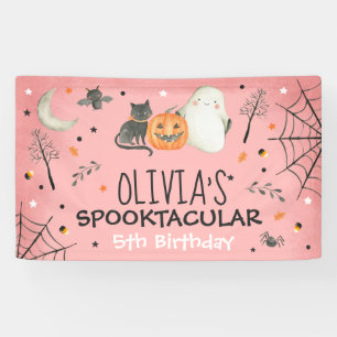 Cute Halloween Ghost Spooktacular Birthday Decor Banner