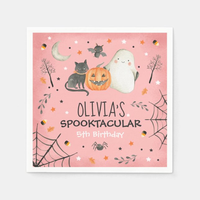 Cute Halloween Ghost Spooktacular Birthday Decor Napkin (Front)