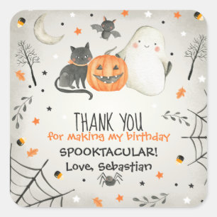 Cute Halloween Ghost Spooktacular Birthday Favour Square Sticker