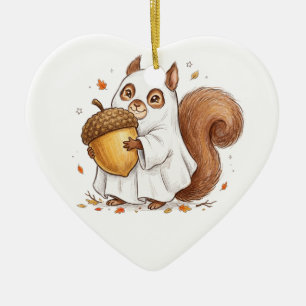 Cute Halloween Ghost Squirrel Custom Favour Classi Ceramic Tree Decoration
