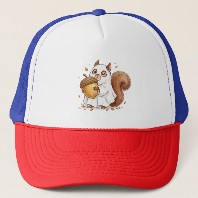 Cute Halloween Ghost Squirrel Custom Favour Classi Trucker Hat (Front)