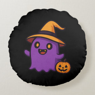 Cute Halloween Ghost Sticker Round Cushion