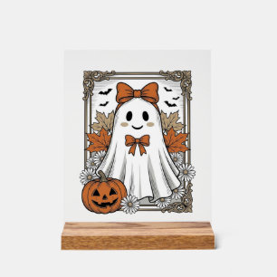 Cute Halloween Ghost Vintage Engraving Shirt Desig Acrylic Sign
