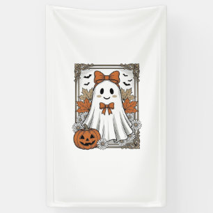 Cute Halloween Ghost Vintage Engraving Shirt Desig Banner
