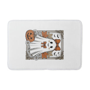 Cute Halloween Ghost Vintage Engraving Shirt Desig Bath Mat