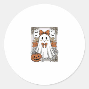 Cute Halloween Ghost Vintage Engraving Shirt Desig Classic Round Sticker