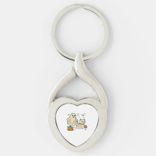 Cute Halloween Ghost Walking Ghost Cat Classic T-S Key Ring