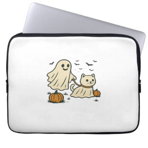 Cute Halloween Ghost Walking Ghost Cat Classic T-S Laptop Sleeve