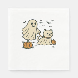 Cute Halloween Ghost Walking Ghost Cat Classic T-S Napkin