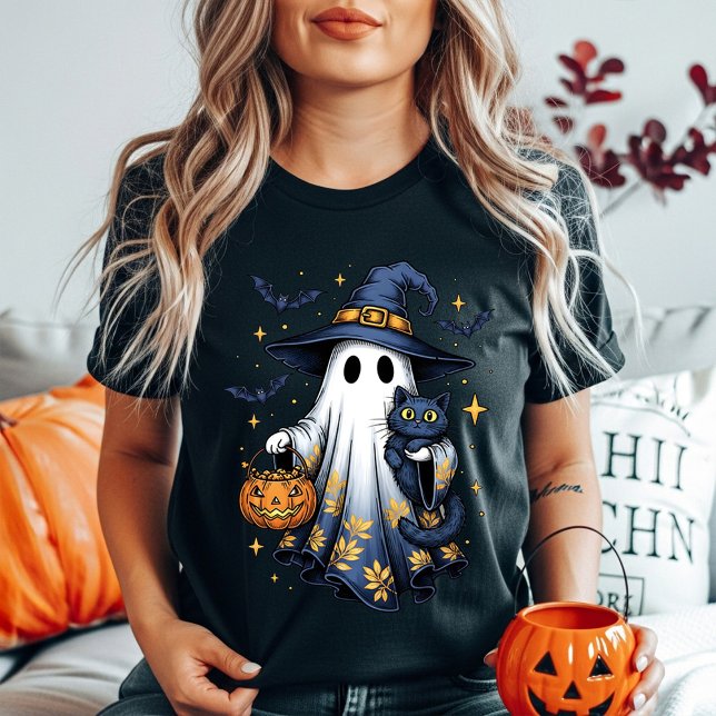 Cute Halloween Ghost Witch | Spooky Trick or Treat Tri-Blend Shirt (Creator Uploaded)