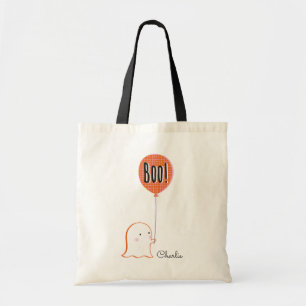 Cute Halloween Ghost with balloon Tote Bag