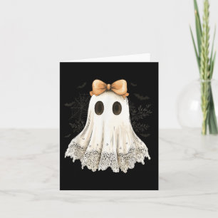 Cute Halloween Ghost With Bow Lace Spooky Style Card