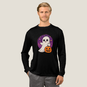 “Cute Halloween Ghost with Candy Bag T-Shirt” Tri-Blend Shirt
