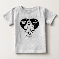 Cute Halloween Ghost With Heart And Bat
