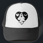 Cute Halloween Ghost With Heart And Bat Trucker Hat<br><div class="desc">Cute Halloween Ghost With Heart And Bat Trucker Hat</div>
