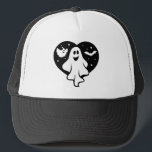 Cute Halloween Ghost With Heart And Bat Trucker Hat<br><div class="desc">Cute Halloween Ghost With Heart And Bat Trucker Hat</div>