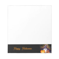 Cute Halloween Ghost with Witch Hat and Pumpkins
