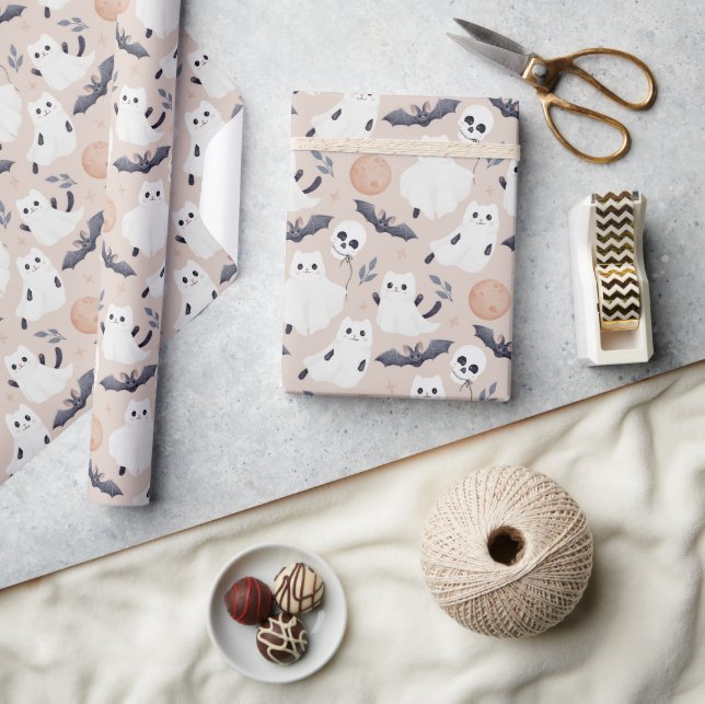 Cute Halloween Ghost Wrapping Paper | Kawaii Spook (Crafts)