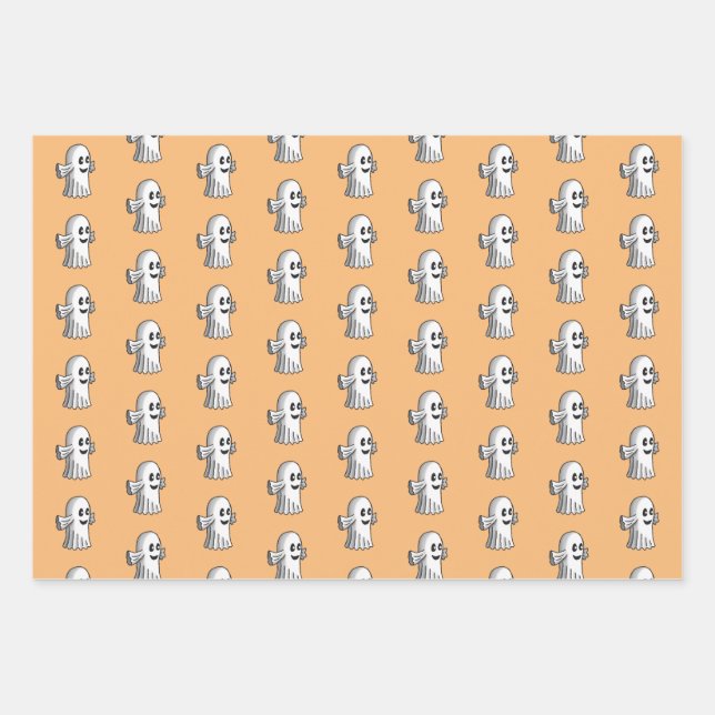 Cute Halloween Ghost Wrapping Paper Sheet (Front)
