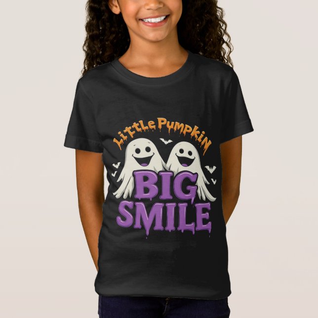 Cute Halloween Ghosts and Bats T-Shirt (Front)