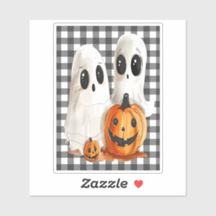 Cute Halloween ghosts and jack-o-lantern