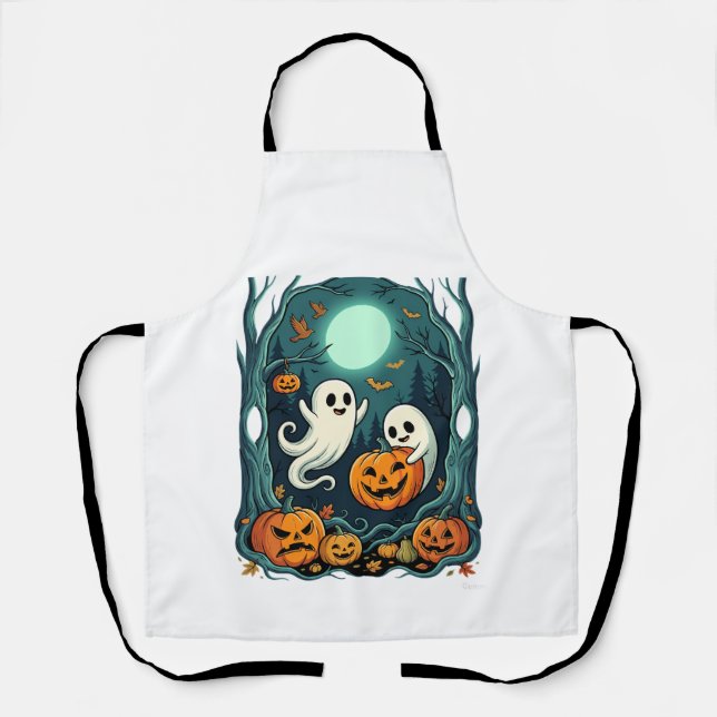 Cute Halloween Ghosts and Jack O Lantern Forest (2 Apron (Front)