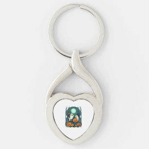 Cute Halloween Ghosts and Jack O Lantern Forest (2 Key Ring