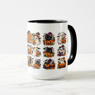 Cute Halloween Ghosts and Pumpkins Kawaii  Mug