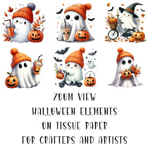 Cute Halloween Ghosts Images for Arts and Crafts Tissue Paper