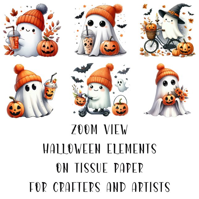 Cute Halloween Ghosts Images for Arts and Crafts Tissue Paper (Creator Uploaded)
